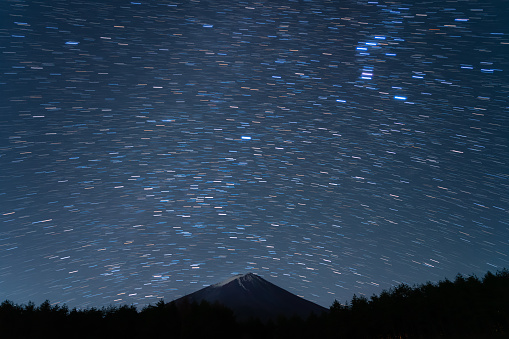 Starry night with Mt. Fuji