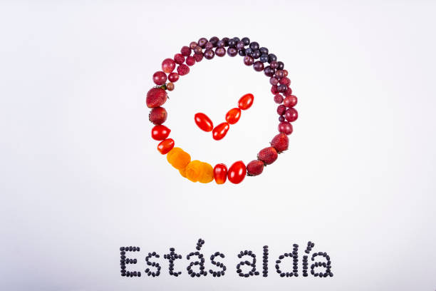 znacznik wyboru i słowa w języku hiszpańskim, tworząc wzór - cherry tomato flash zdjęcia i obrazy z banku zdjęć