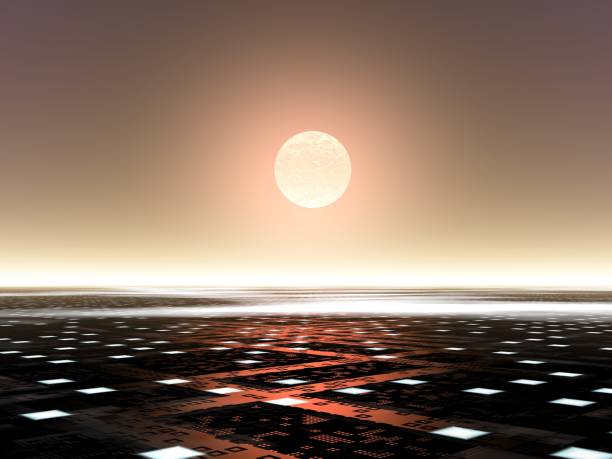 istock Fantastic landscape of Planet and Mechanized City 1289833806