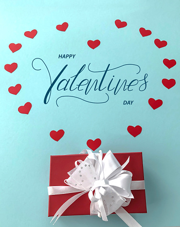 Happy Valentine's day! Card, online banner, greeting card, Flat lay on Valentine's Day