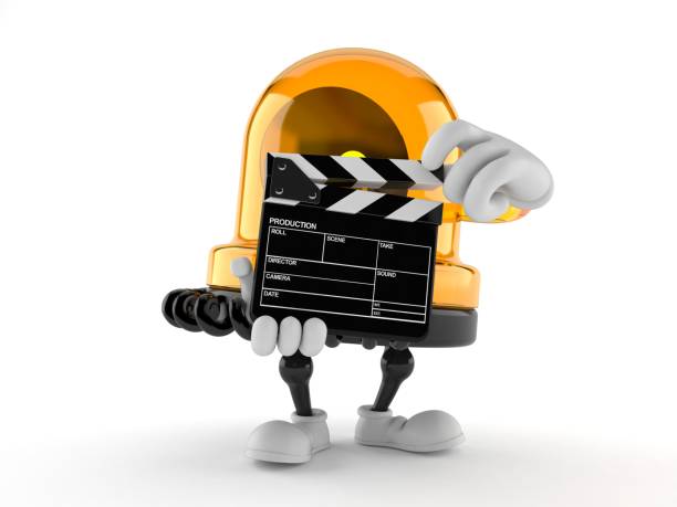 istock Emergency siren character holding clapboard 1289835408