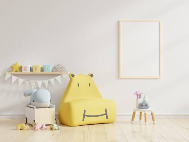 istock Mock up posters in child room interior. 1289835770