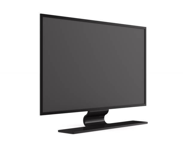 흰색 배경에 tv. 격리된 3d 그림 - television flat screen high definition television liquid crystal display 뉴스 사진 이미지