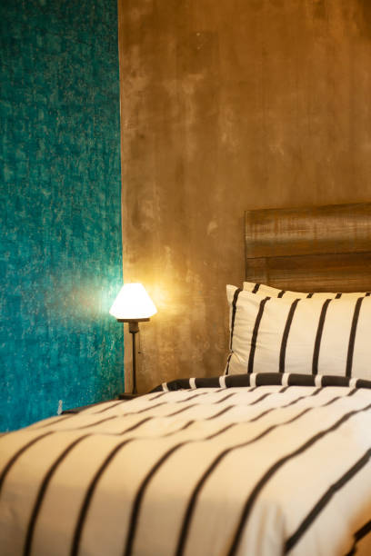 istock retro style bedroom with  two single beds 1289838476
