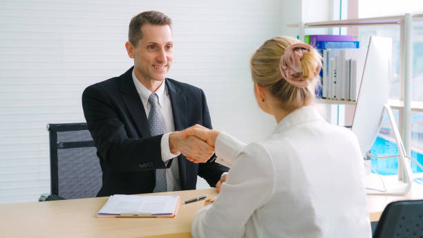 istock Job seeker in job interview meeting with manager 1289842465