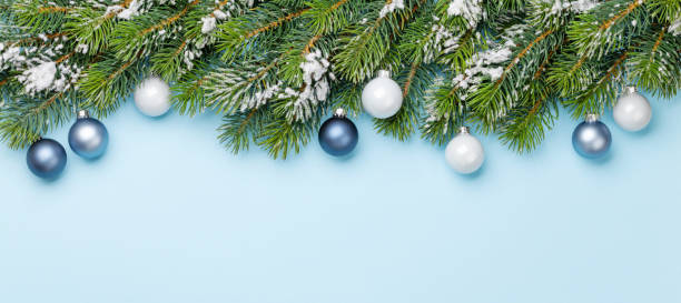 istock Christmas greeting card with fir tree and bauble 1289843506