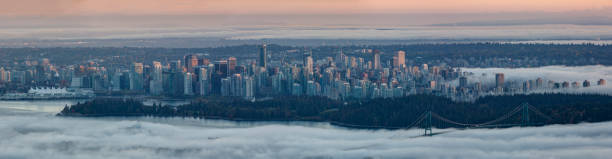 istock Foggy sunset view, Vancouver, BC, Canada 1289845032