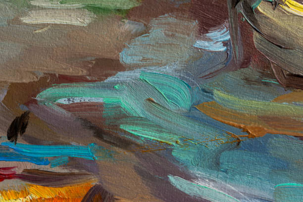 istock Abstract multi-colored background with oil paint . Hand-made textured background for signage and banners. 1289846250