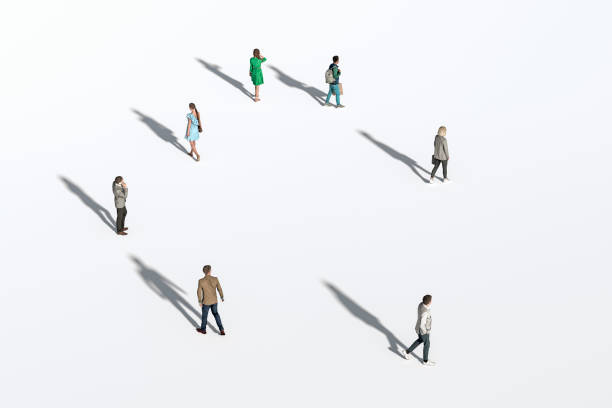 istock Social Distancing Crowd Of People, Illustration. Unrecognisable, Isolated Against White. Created In 3d Software 1289846989
