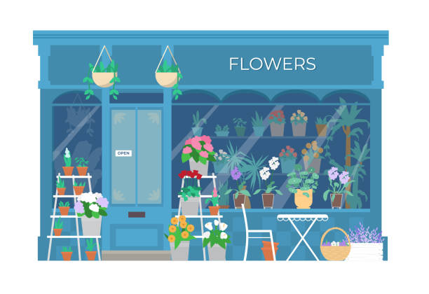 フラワーショップフロント - flower market点のイラスト素材／クリップアート素材／マンガ素材／アイコン素材