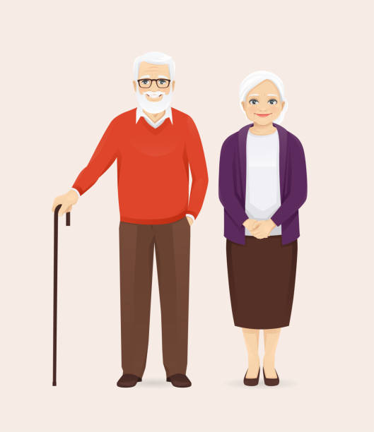 ilustrações de stock, clip art, desenhos animados e ícones de senior couple - ao lado