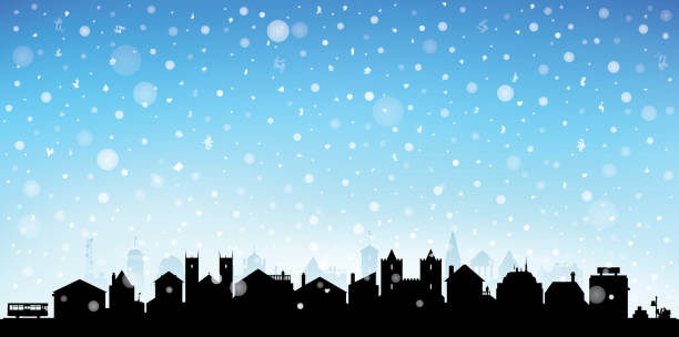 クリスマスタウン(各建物は移動可能で完全) - skyline silhouette cityscape residential district点のイラスト素材／クリップアート素材／マンガ素材／アイコン素材