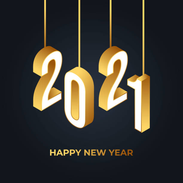 istock Happy New Year 2021 vector background illustration. Happy New Year 2021 Simple Minimalistic text template. 2021 Happy New Year vector Design celebration poster, banner, greeting card, background 1289857886
