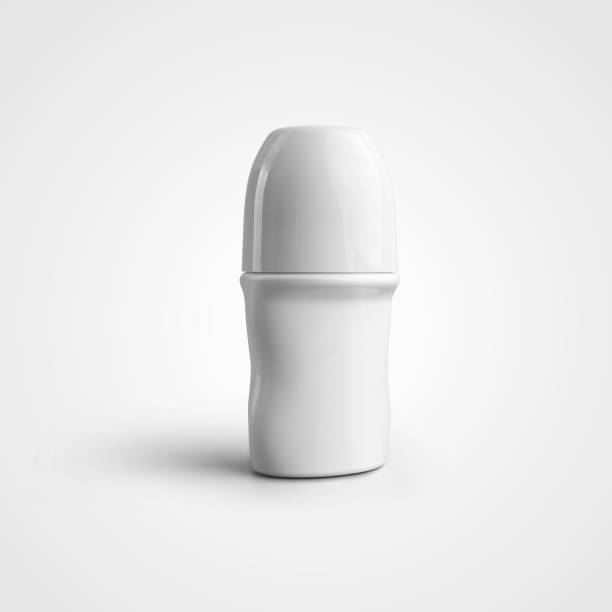 Glossy white jar mockup, roll-on antiperspirant deodorant, for design presentation, advertising.
