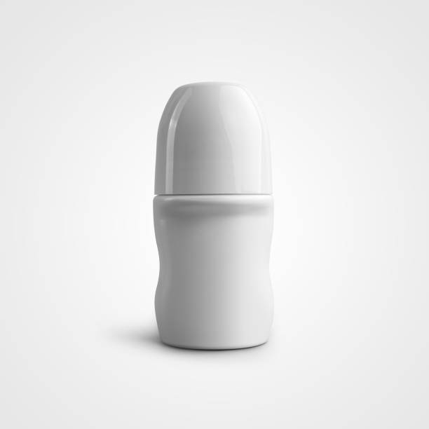 istock Mockup of white antiperspirant deodirant roll-on with cap isolated on background. 1289860641