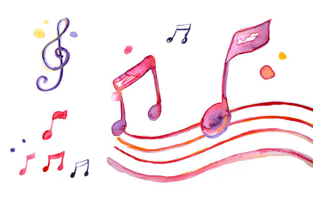 illustrazioni stock, clip art, cartoni animati e icone di tendenza di illustrazione nota di spartiti rosa - teaching music learning sign