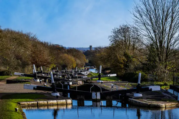 Photo of Grand Union Canal at Hatton Locks Warwickshire England UK