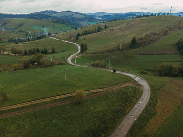 istock Road. Curved road. Aerial view. 1289862780
