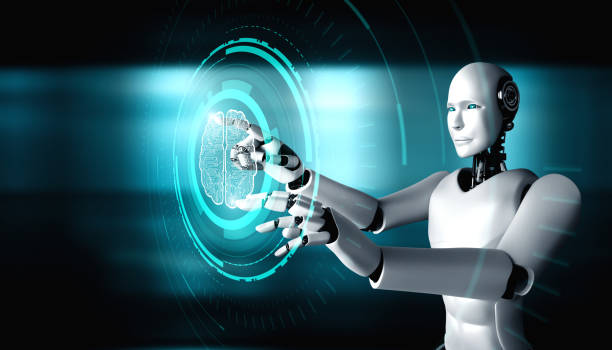 istock AI humanoid robot touching virtual hologram screen showing concept of AI brain 1289864298