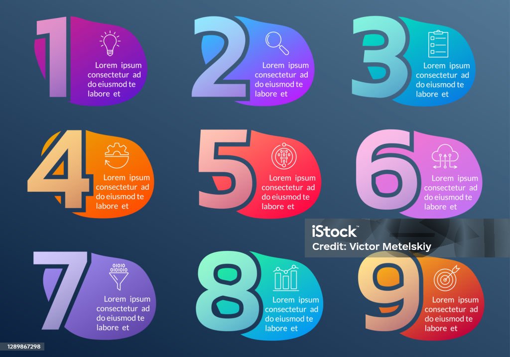 Measurement Number Line Infographic Number Infographic Design With Abstract Shapes Fluid Geometric Elements ...
