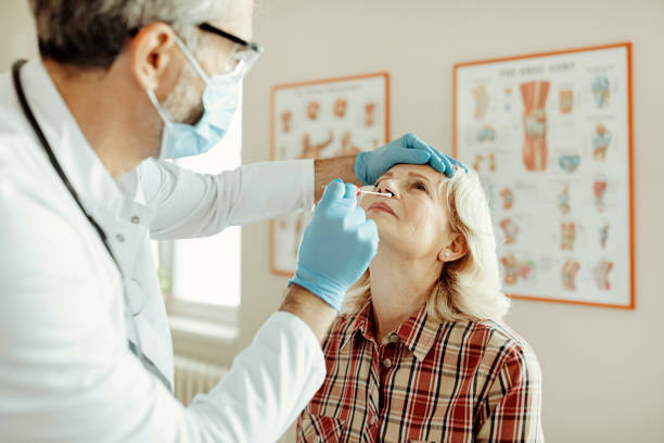 istock Swab test to a female patient 1289869823