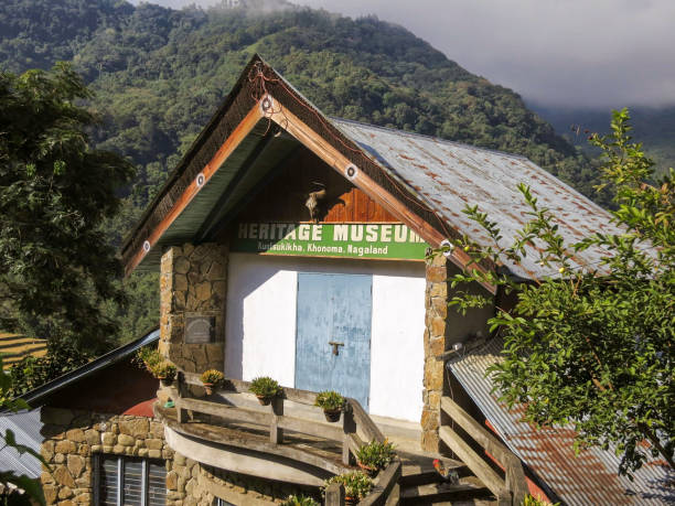The Heritage museum in Khonoma The traditional wooden architecture of the Heritage museum in the village of Khonoma in Nagaland in Northeast India. Museum of Kohima stock pictures, royalty-free photos & images