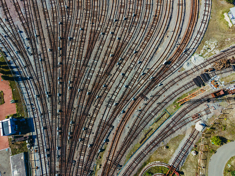 Railway. Railway network. Aerial view.