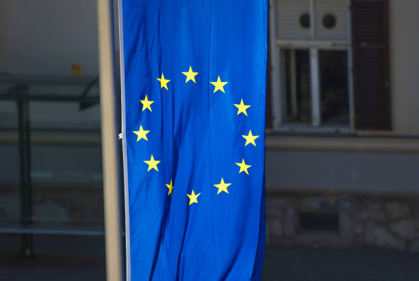 istock EU flag in front of a building 1289873456