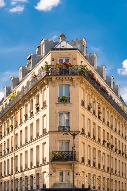 Paris, beautiful building, typical parisian facade