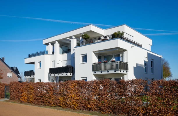 Modern residential apartment and flat building exterior of Salzburg, Austria. New luxury house and home complex. City Real estate property and condo architecture