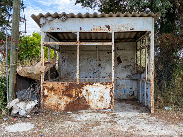 istock Abandoned bus stop on the mountain. 1289877327