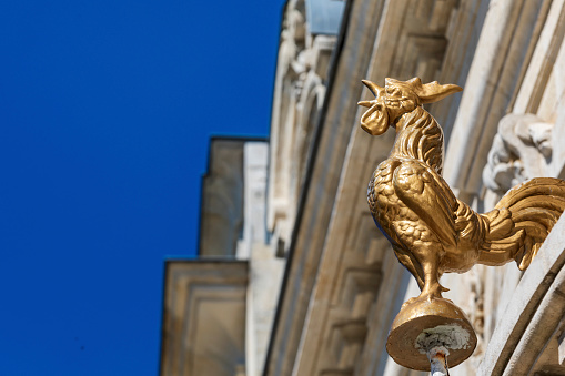 Gallo galo, como símbolo nacional no oficial de Francia, en la fachada de un edificio photo