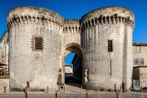 remains of the old city wall in the French town of Cognac; Cognac, France