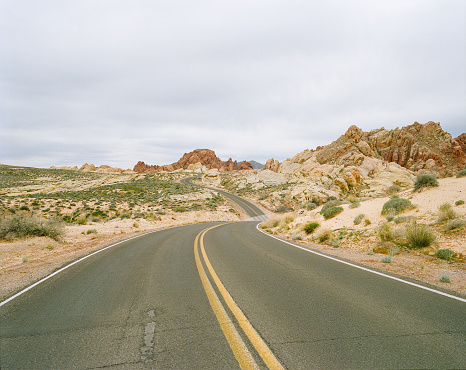 Winding road in desert mountain in southwest USA
