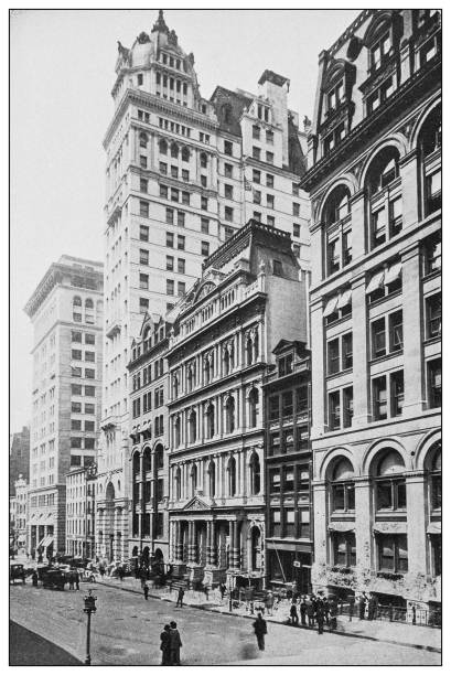 New York financial district building New York financial district building nyse building stock illustrations