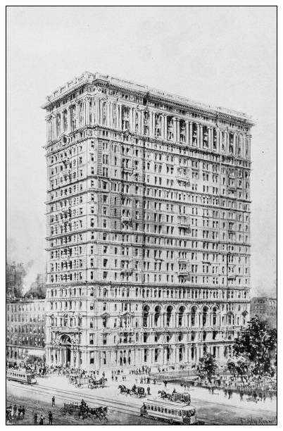 New York financial district buildings: Empire Building of the Orlando B Potter Trust New York financial district buildings: Empire Building of the Orlando B Potter Trust nyse building stock illustrations