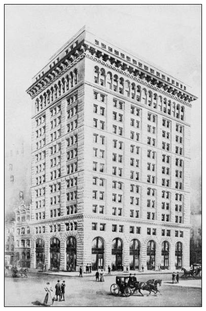 New York financial district buildings: Johnston Building New York financial district buildings: Johnston Building nyse building stock illustrations