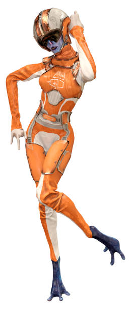 istock 3D illustration blue female alien on white 1289889203