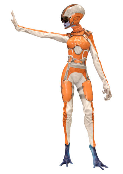 istock 3D illustration blue female alien on white 1289889215