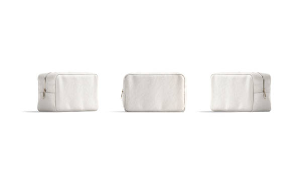 istock Blank canvas cosmetic bag mockup, front and side view 1289890176