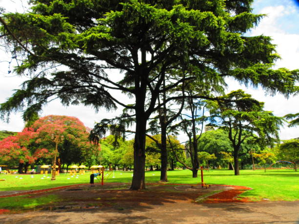 Buenos Aires, Argentina - February 24, 2018 Public park in Recoleta district in capital city.