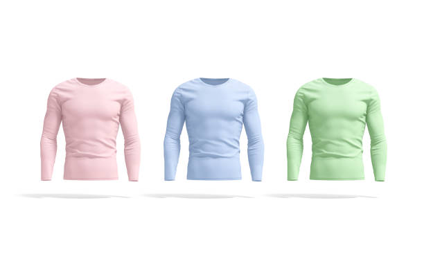 istock Blank colored longsleeve t-shirt mockup set, front view 1289891912