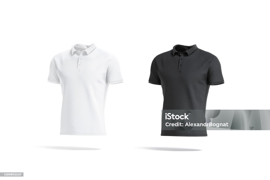 Blank Black And White Polo Shirt Mockup Side View Stock Photo ...