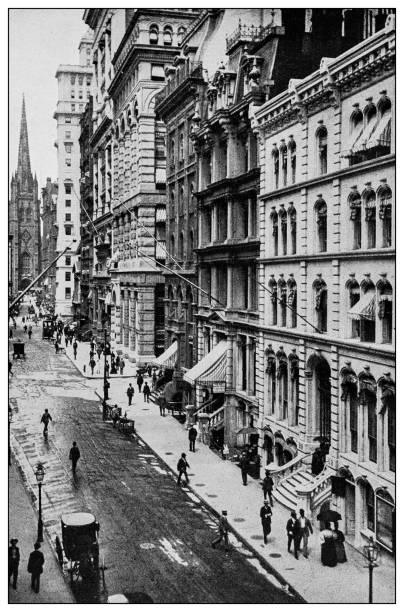 New York financial district buildings: Wall Street New York financial district buildings: Wall Street nyse building stock illustrations