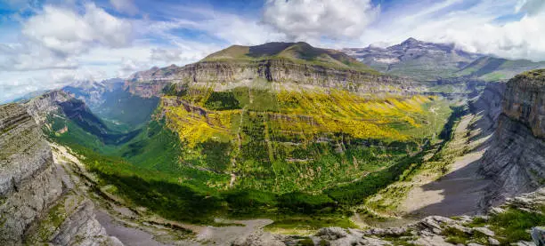 Landscape of Valley Ordesa Pyrenees, Spain.