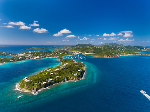 Aerial view of east end of St. Thomas, Red Hook, United States Virgin Islands