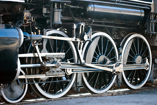 Steam train wheels at Mauch Chunk Station, Jim Thorpe