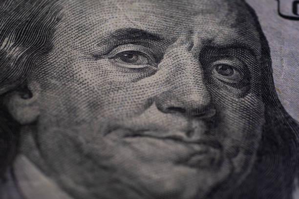 istock Close up detail on American Dollars banknotes 1289899020