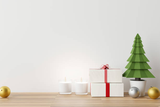 istock Mockup wall art with christmas decoration scene. 1289899361