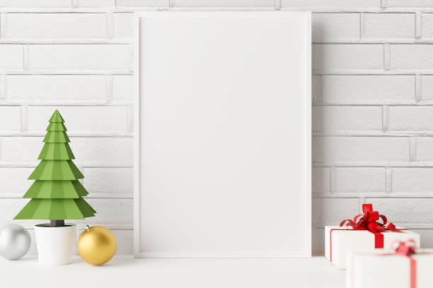istock Mockup poster photoframe with christmas decoration. 1289899368